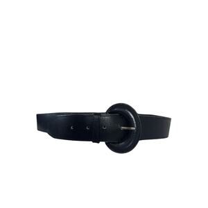 Vtg 90’s Women’s Black Leather Belt Size Medium Leather Buckle